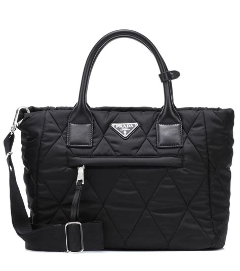 prada tote nylon black|prada nylon quilted handbag.